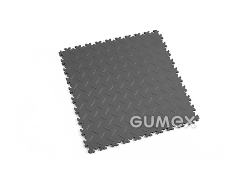 Dlaždice pro střední zatížení FORTELOCK 2050, tloušťka 7mm, 510x510mm, 92°Sh, desén diamant, PVC, grafitová